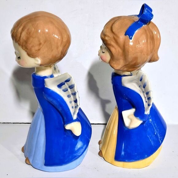 Vintage Ceramic Kissing Angels Hand Painted 1970's Blue White - Picture 4 of 7